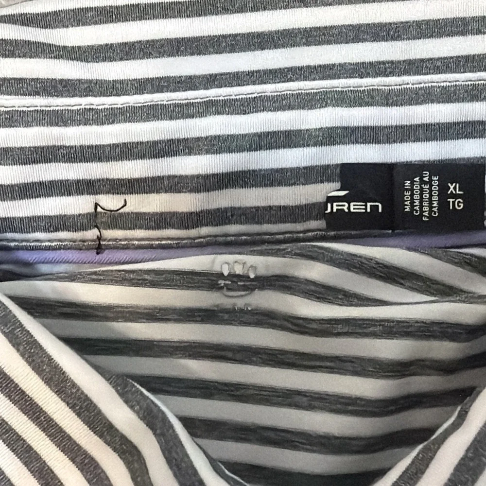 Ralph Lauren RLX Polo Shirt Mens Extra Large XL White Striped Lightweight Golf